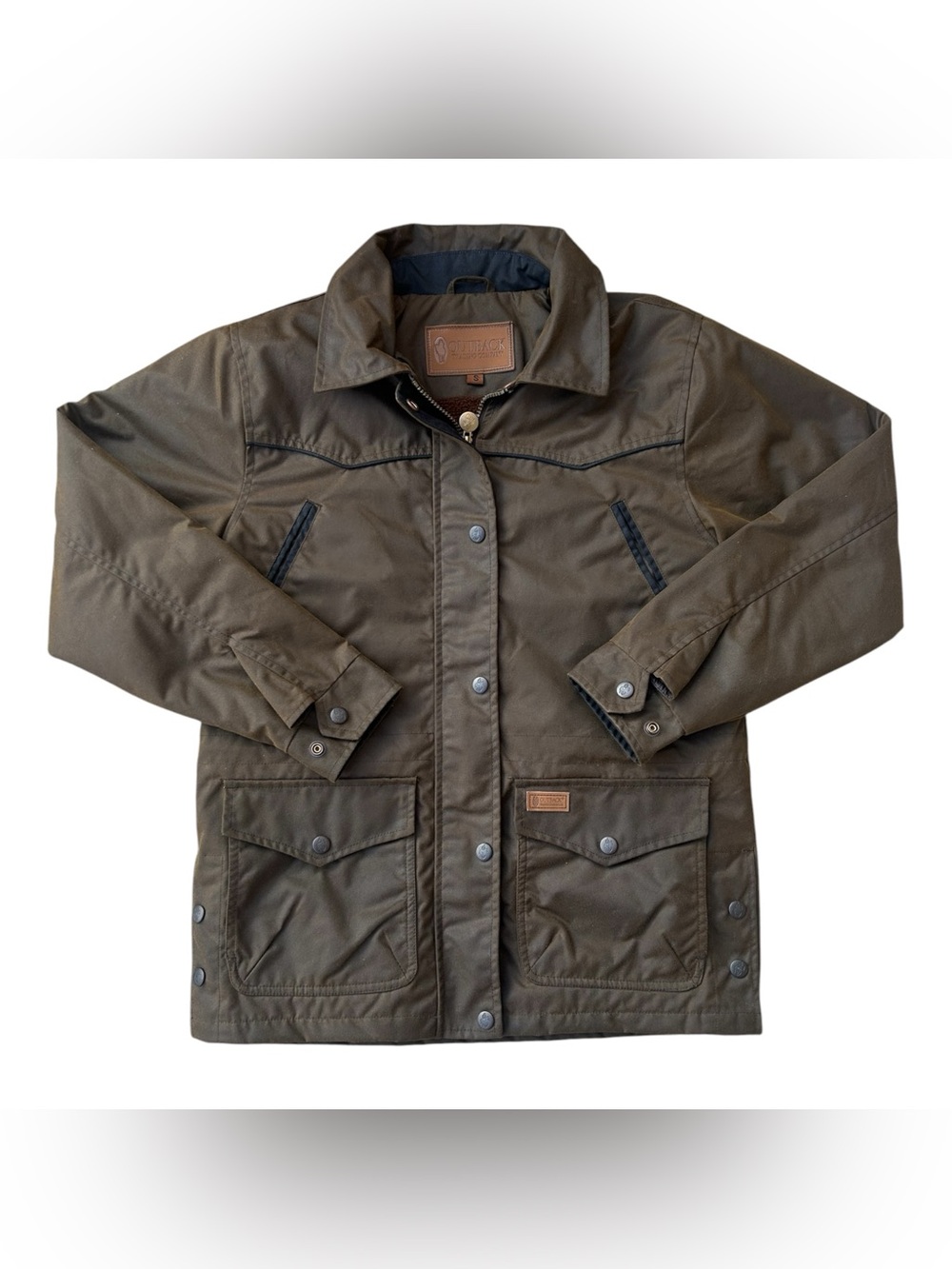 Outback Trading Co Round Up Jacket Size S Mens Waterproof Oilskin Western Coat